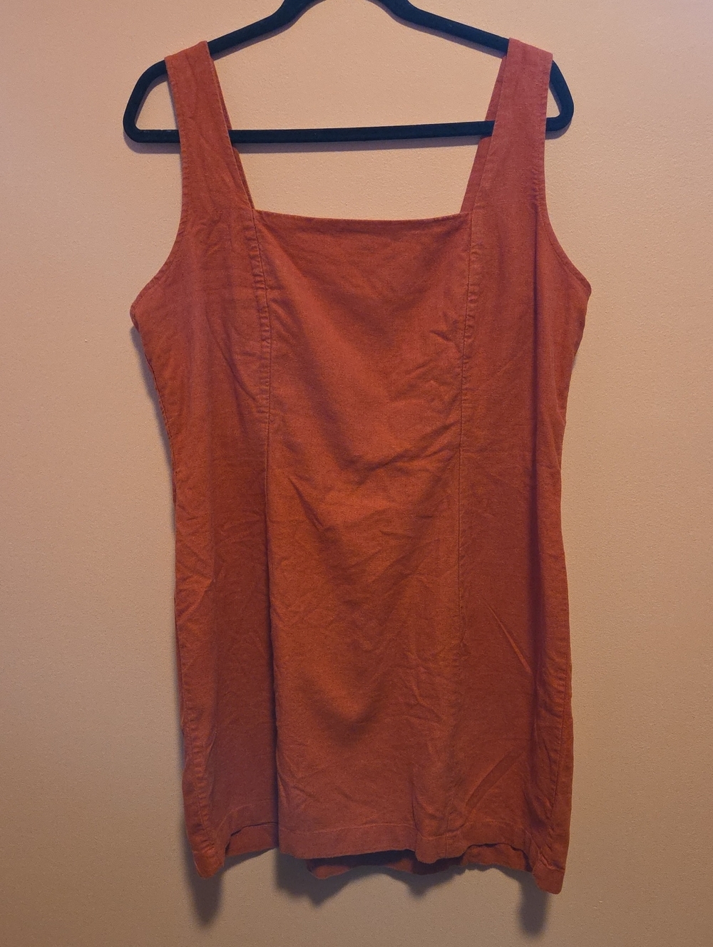 Square Neck Rust Red Mini Dress